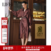 莱芙艾迪儿新款 优雅气质知性衬衫 裙女高级精致通勤百搭连衣裙