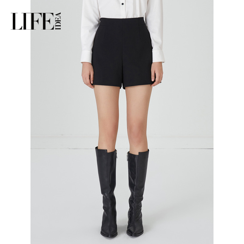 莱芙艾迪儿优雅干练西装短裤秋季通勤显瘦黑色裤子1E3K71031