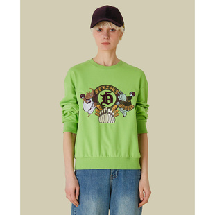 宽松休闲减龄卫衣女秋季 上衣5E3S28096 刺绣圆领套头长袖