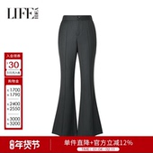 高腰通勤简约百搭休闲裤 长裤 女士经典 莱芙艾迪儿时尚 条纹微喇裤