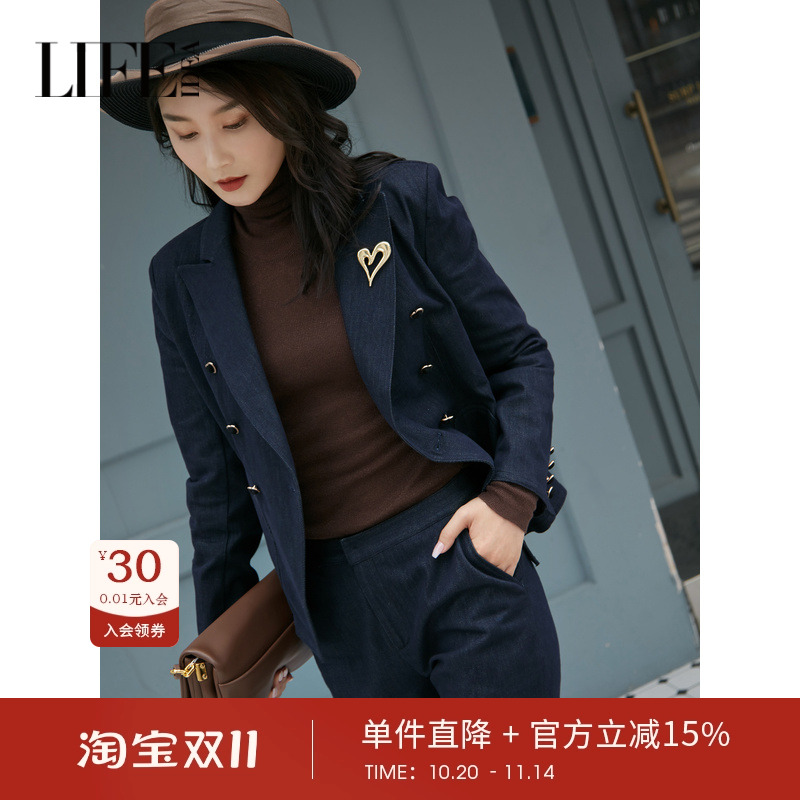 莱芙艾迪儿时尚百搭西装短外套女双排扣气质高级感外套3D3W51033