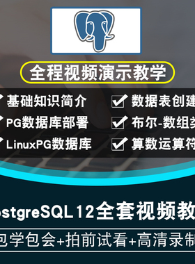 PostgreSQL视频教程 PG数据库性能优化DATE自学教学入门在线课程