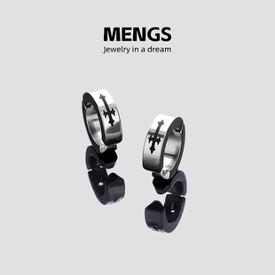 钛钢耳饰 耳饰高级感ins耳骨夹 十字架耳夹男无耳洞爆款