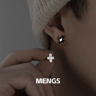 耳钉潮流个性 耳饰 百搭十字架设计高级感男女简约潮款