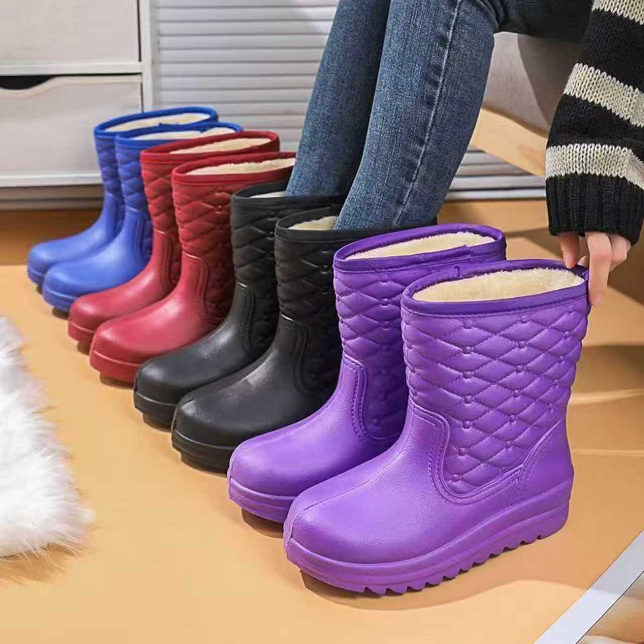 雨鞋女加绒防滑水鞋加厚保暖
