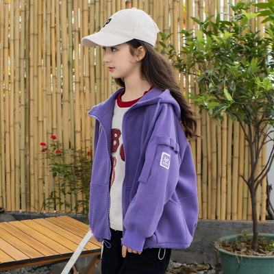 女童秋装外套2025新款洋气今年流行爆款夹棉卫衣女孩秋冬加厚棉服