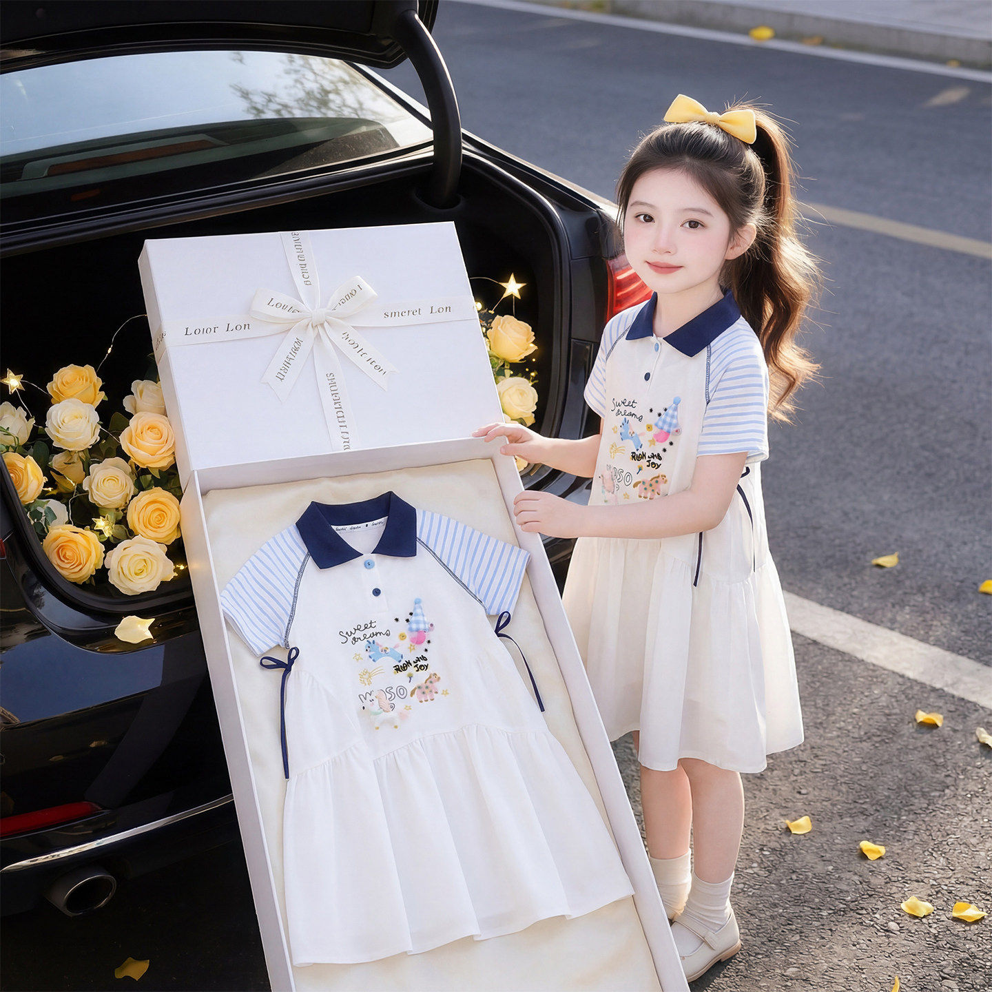 专柜女童巨好看夏裙2026新款T恤裙儿童网红洋气连衣裙女孩夏季pol