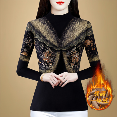 品牌双面德绒打底衫女士秋冬正品高档内搭可外穿洋气加绒加厚上衣