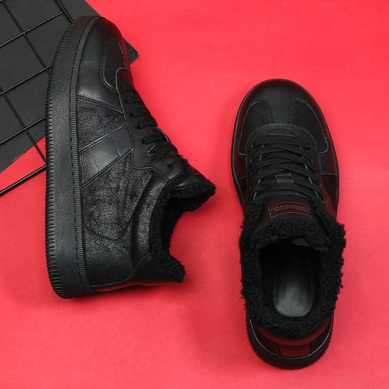 牛皮加绒保暖棉鞋户外御寒