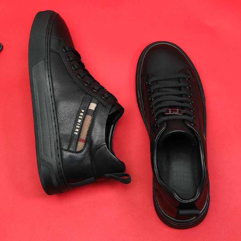 真皮高帮板鞋男一脚蹬懒人鞋