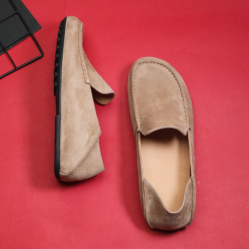 真皮舒适春季透气不捂脚乐福鞋男