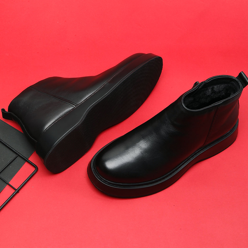 VIFIRFAR马丁靴男款2025新款侧拉链发泡厚底轻便加绒保暖真皮棉靴