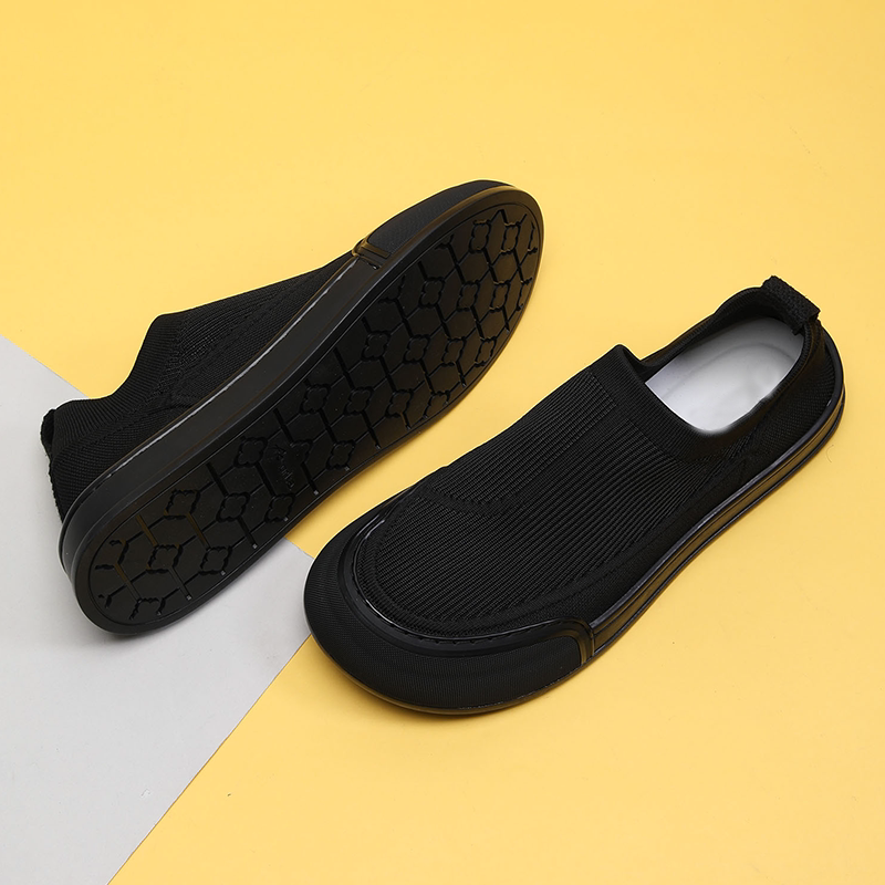 VIFIRFAR宽脚飞织布鞋男款2026新款夏季透气舒适一脚蹬黑乐福鞋男