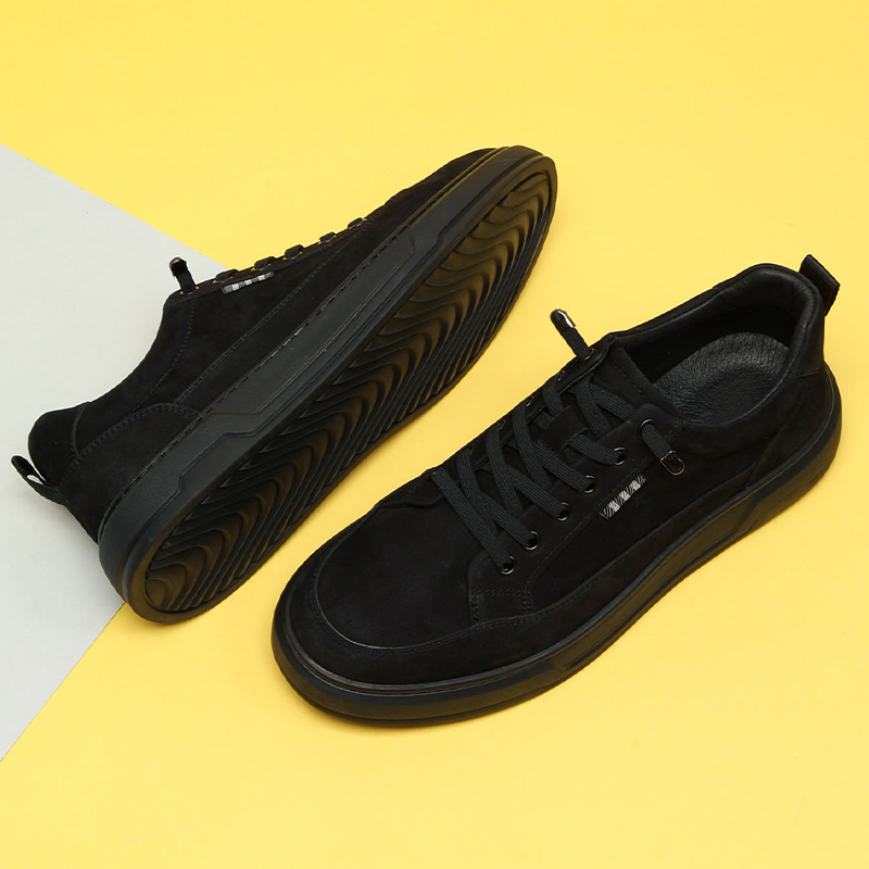 牛皮休闲板鞋男一脚蹬时尚款