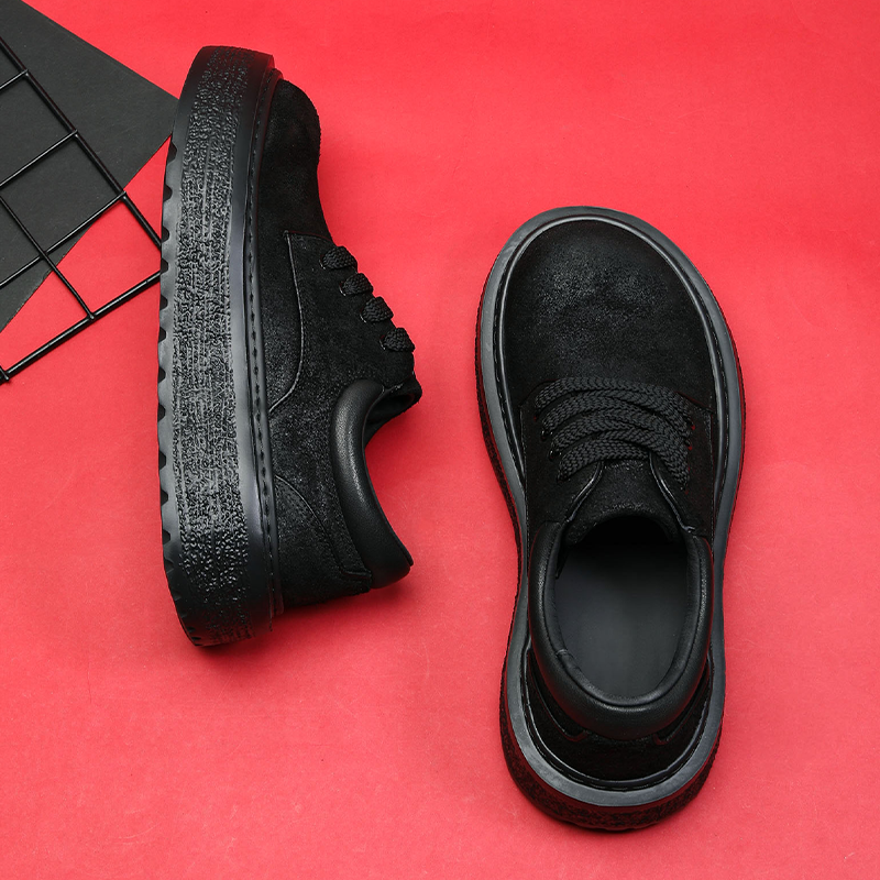 舒适增高厚底真皮宽头鞋男