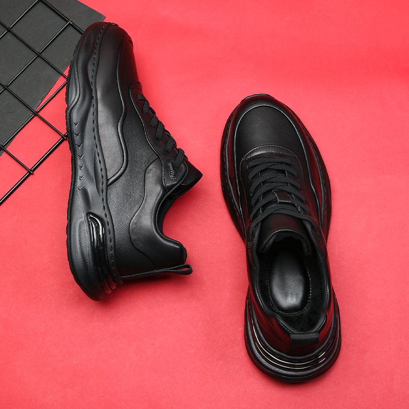 发泡厚底轻软底加绒保暖棉皮鞋