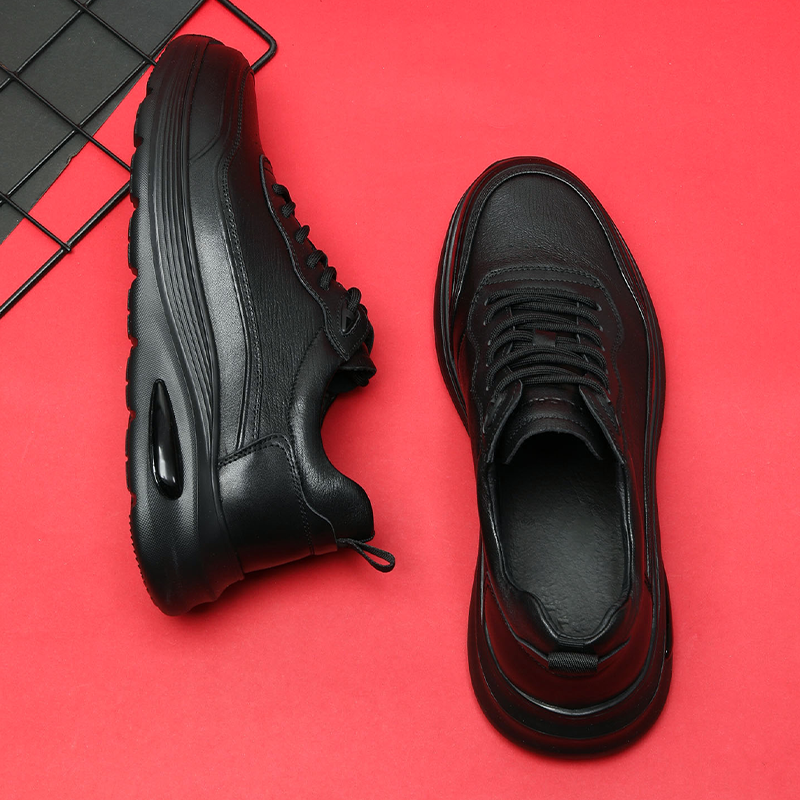 VIFIRFAR头层牛皮运动皮鞋男2025新款秋冬季发泡软底黑色休闲皮鞋