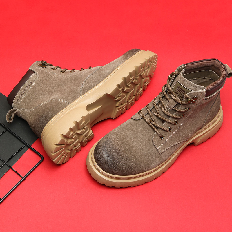 磨砂复古马丁靴厚底增高