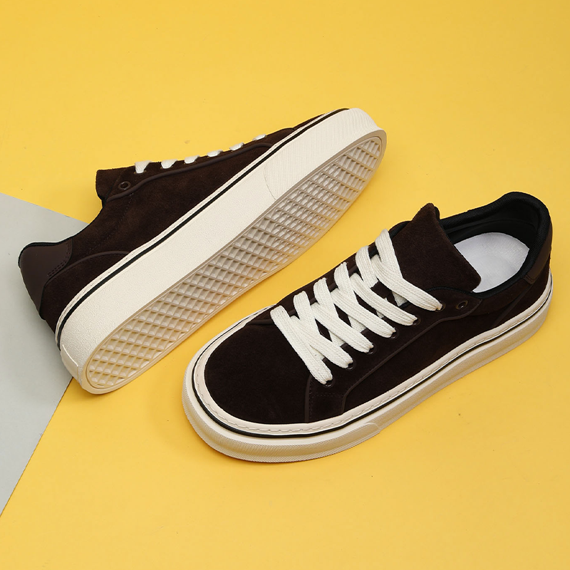 厚底增高休闲板鞋磨砂牛皮复古风