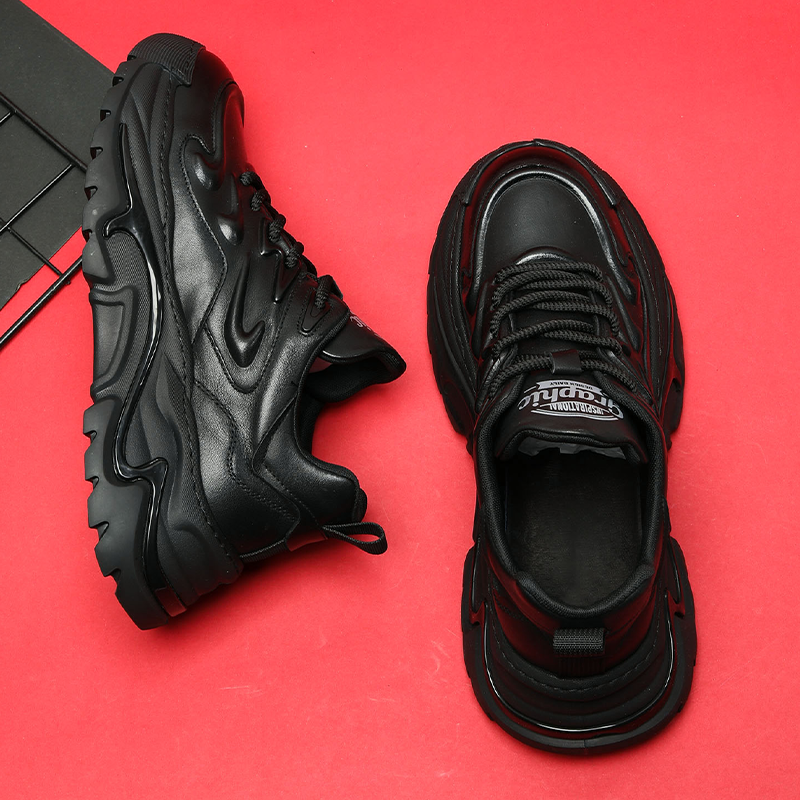 头层牛皮运动休闲鞋橡胶发泡厚底