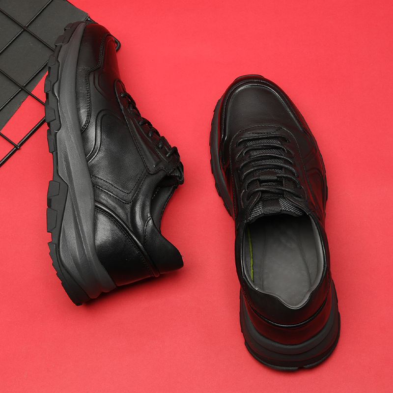 头层软牛皮运动皮鞋软厚底舒适