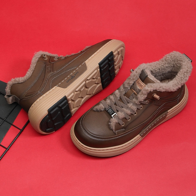 加绒加厚大棉鞋男真皮发泡厚底