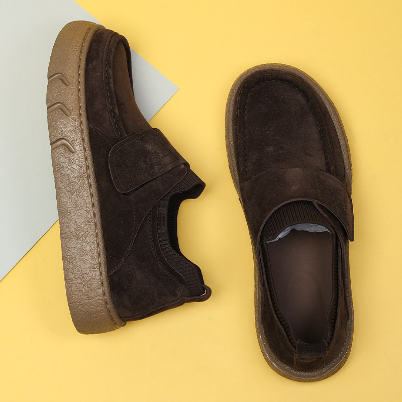 磨砂反绒皮真皮软厚底乐福鞋舒适