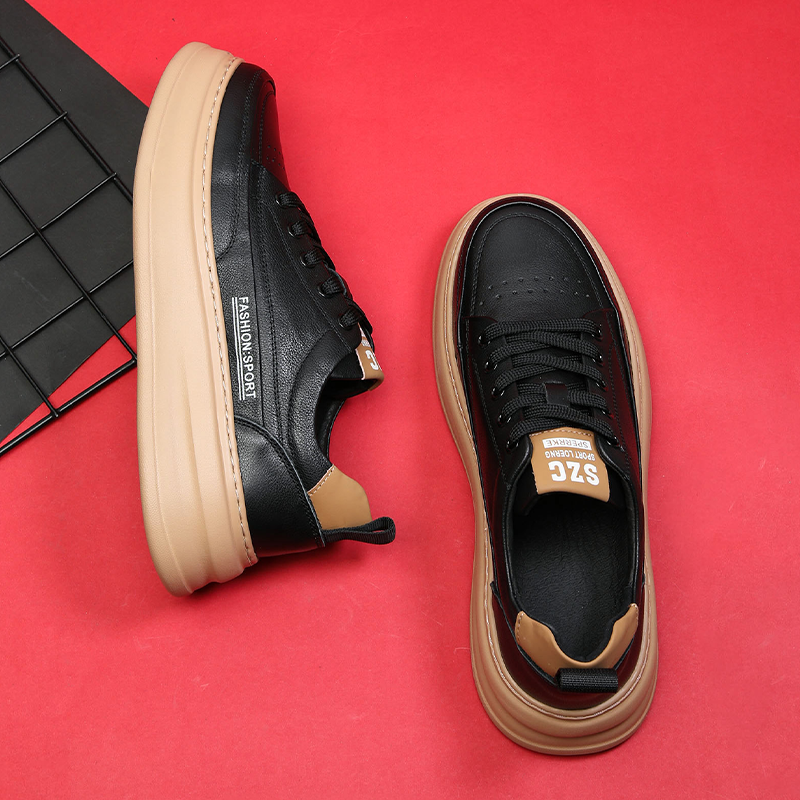 厚底真皮时尚休闲板鞋男