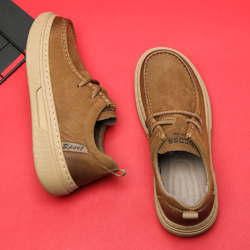 VIFIRFAR运动休闲皮鞋男款2025新款秋冬牛皮发泡软底宽头真皮男鞋