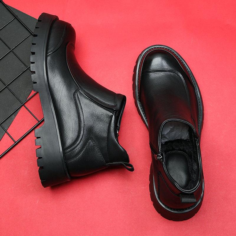 头层牛皮厚底马丁靴棉鞋御寒保暖