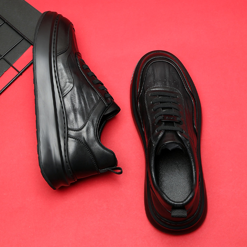 头层牛皮软厚底商务休闲小皮鞋