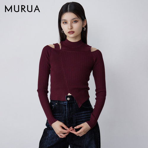 MURUA25秋季新品不对称毛针织衫