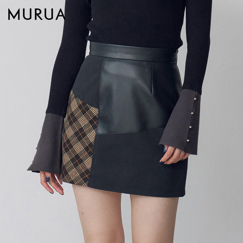 MURUA25秋冬新品拼接迷你半身裙