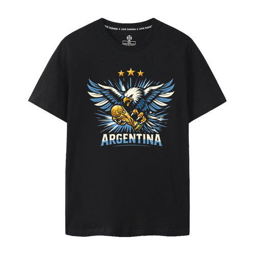 阿根廷国家队T恤2026世界杯梅西球迷短袖大码潘帕斯雄鹰大力神杯