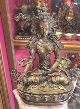 地藏王菩萨/地藏王/藏传释地藏铜仿古佛堂23cm密宗摆件
