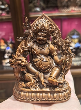 白财神/骑龙财神/藏巴拉/赞巴拉10cm紫铜佛像梵天佛堂招财摆件