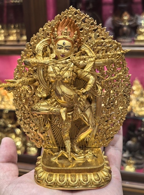 作明佛母/红度母/咕噜咕咧佛母/15cm金铜藏传佛像供奉摆件