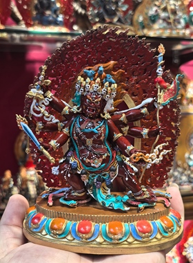 马头明王/马头金刚/旦真/旦增/15cm红铜彩绘藏传佛堂供奉佛像摆件