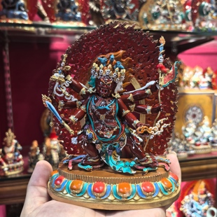 马头明王/马头金刚/旦真/旦增/15cm红铜彩绘藏传佛堂供奉佛像摆件