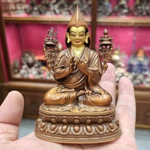 宗喀巴/阿卡巴/阿卡巴大师/萨巴/萨巴扎巴/洛桑扎巴/10cm红铜佛像