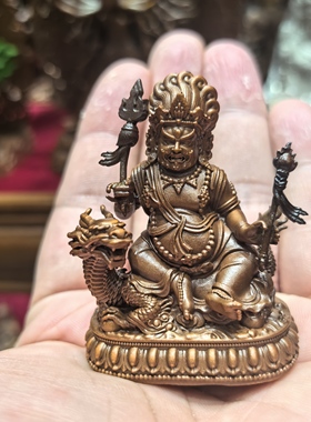 白财神/骑龙财神/藏巴拉/赞巴拉5cm紫铜佛像梵天佛堂招财财神摆件