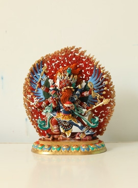 马头明王/马头金刚/旦真/旦增/15cm紫铜彩绘纯铜藏传佛堂佛像摆件