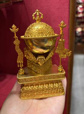 小托巴/拖把碗/藏传工艺品/13.5cm金铜佛堂供奉摆件