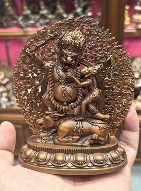 阎魔敌/却甲/地狱主/俱誓法王/阎罗王/阎魔护法/曲杰12cm红铜佛像