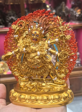 玛哈嘎拉/大黑天/六臂大黑天/六臂玛哈嘎拉/15cm财神佛像铜像