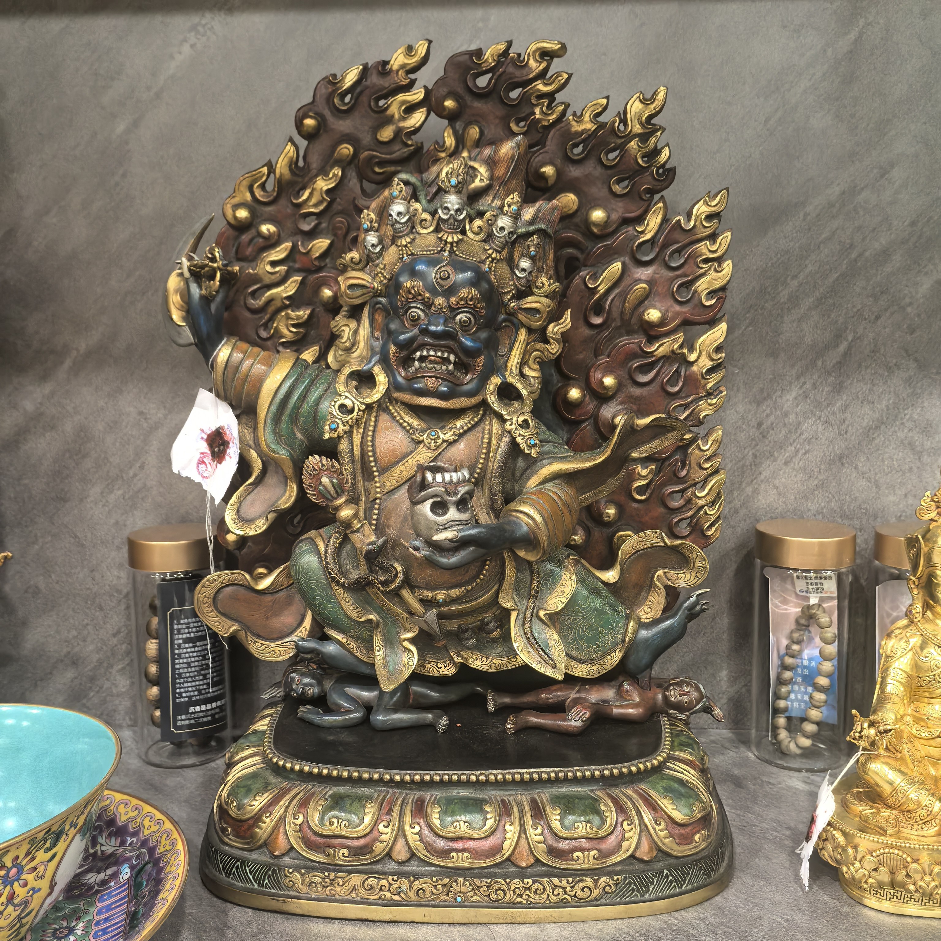 大黑天/玛哈嘎拉/黑袍金刚/二臂大黑天/尼泊尔精品鎏金佛像