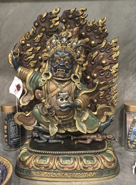 大黑天/玛哈嘎拉/黑袍金刚/二臂大黑天/尼泊尔精品鎏金佛像