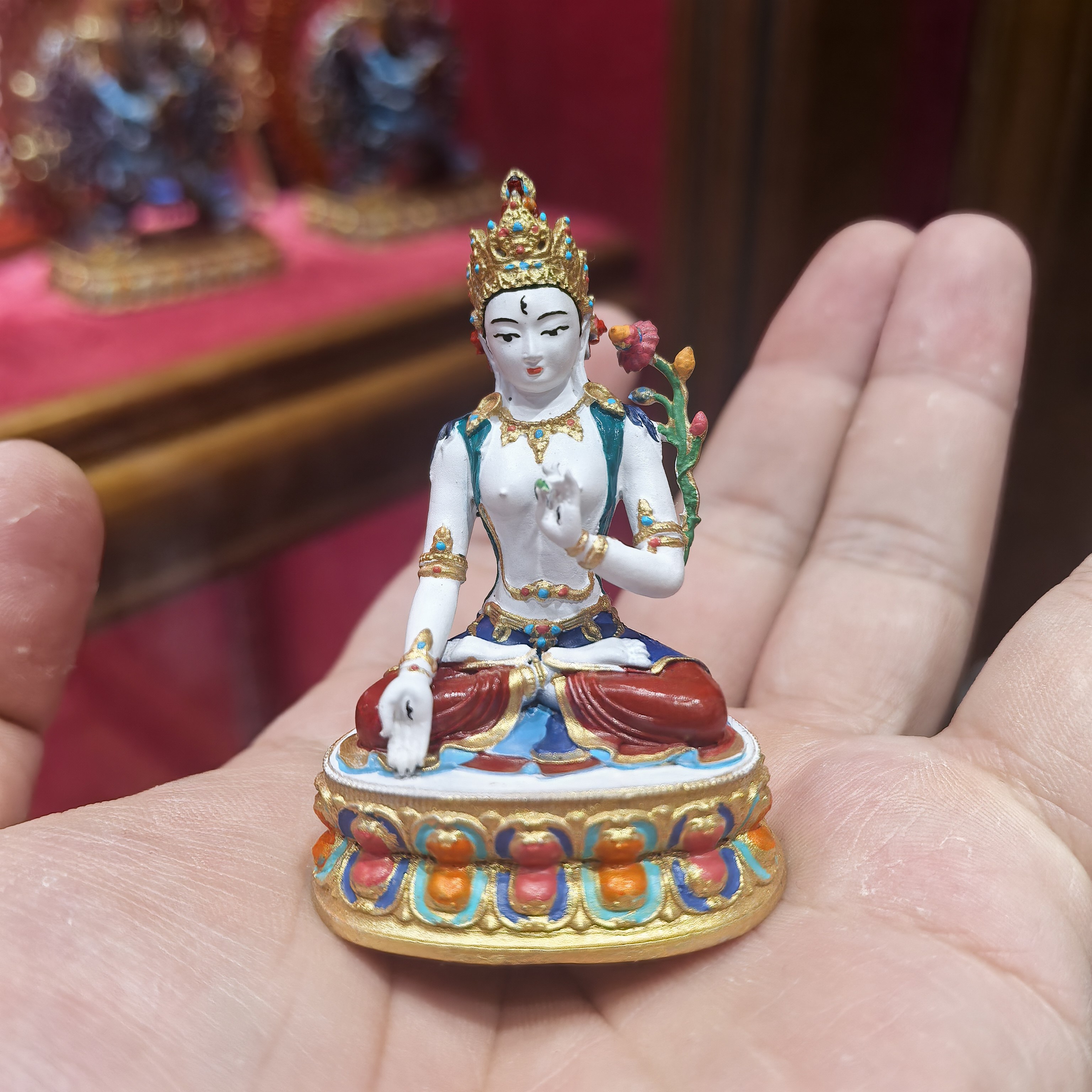 白度母/度母菩萨/卓玛/5cm彩绘佛像梵天佛堂供奉摆件