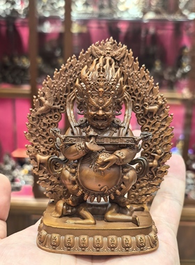 玛哈嘎拉/宝帐怙主/大黑天/红棒玛哈嘎拉/11cm红铜佛像藏传摆件