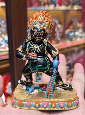 黑财神/赞巴拉/藏巴拉色波/10cm彩绘随身小佛像招财铜像财神摆件